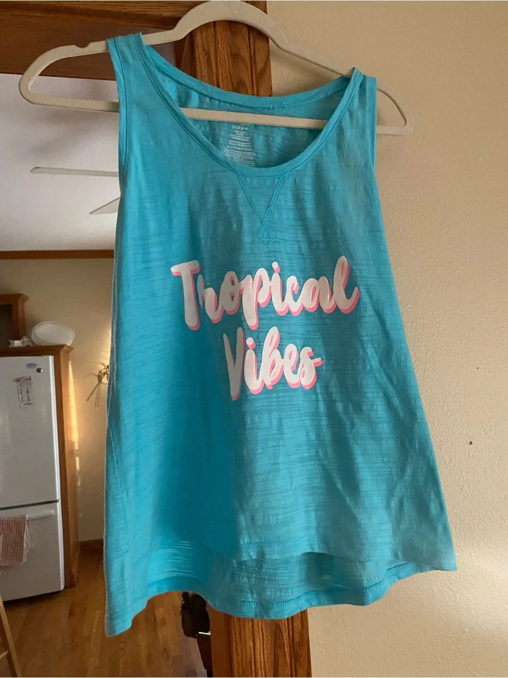 Secret treasures Pink & Blue womens Tropical Graphic Tank Tops - Picture 2 of 7